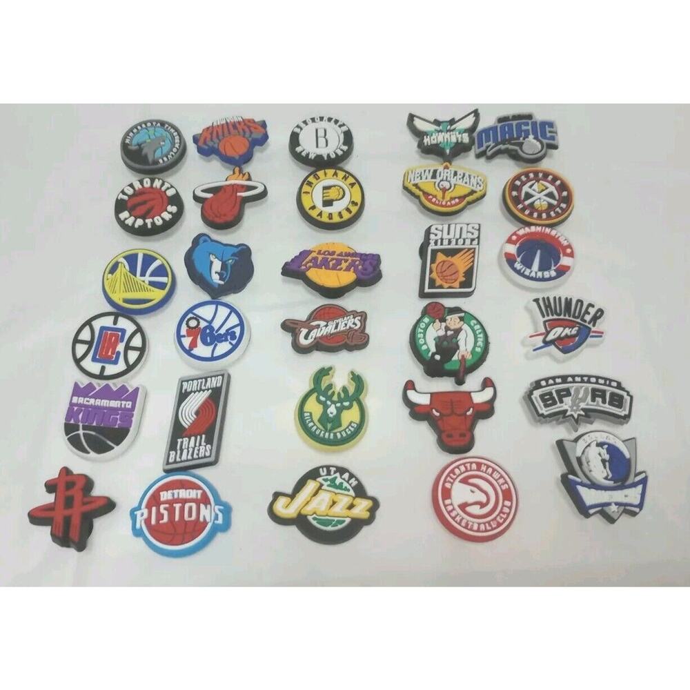 Lot of All 30 NBA Basketball Team Themed Jibbitz Croc Shoe Charms NWOT